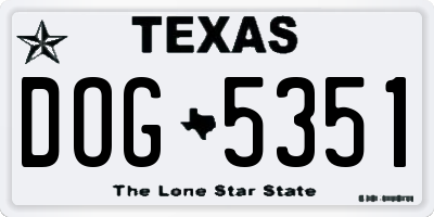 TX license plate DOG5351