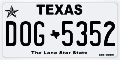 TX license plate DOG5352