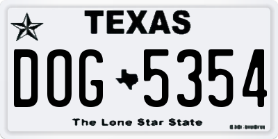 TX license plate DOG5354