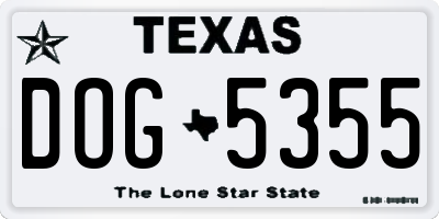 TX license plate DOG5355