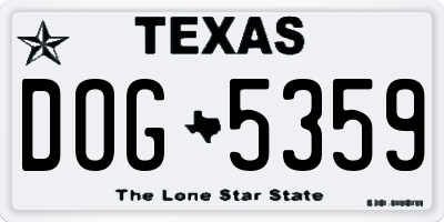 TX license plate DOG5359