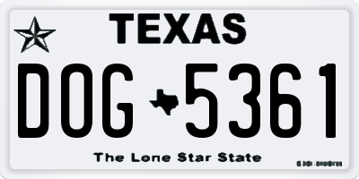 TX license plate DOG5361