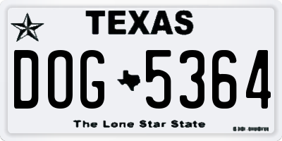 TX license plate DOG5364