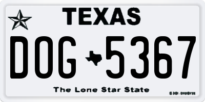 TX license plate DOG5367