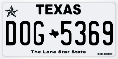 TX license plate DOG5369