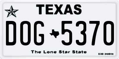 TX license plate DOG5370