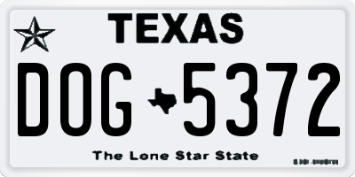 TX license plate DOG5372