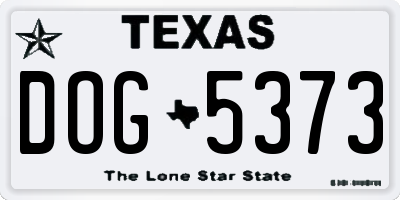 TX license plate DOG5373