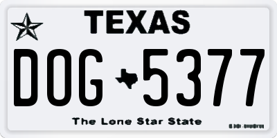 TX license plate DOG5377