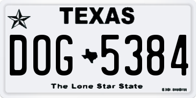 TX license plate DOG5384