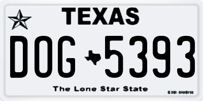 TX license plate DOG5393