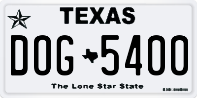 TX license plate DOG5400