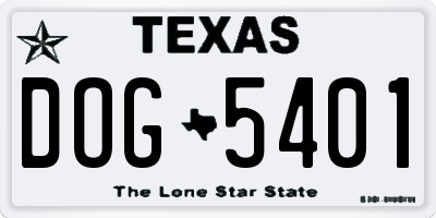 TX license plate DOG5401