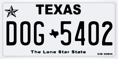 TX license plate DOG5402
