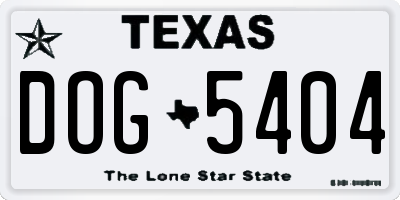 TX license plate DOG5404