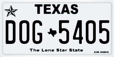 TX license plate DOG5405