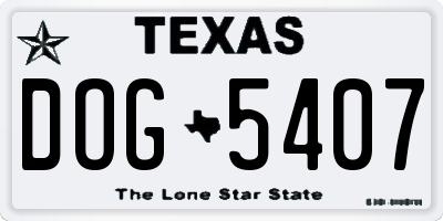 TX license plate DOG5407