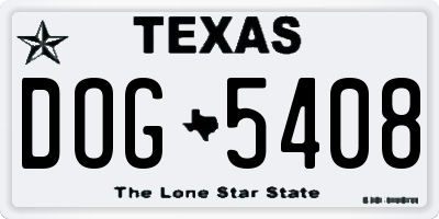 TX license plate DOG5408