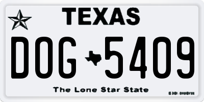 TX license plate DOG5409