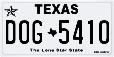 TX license plate DOG5410