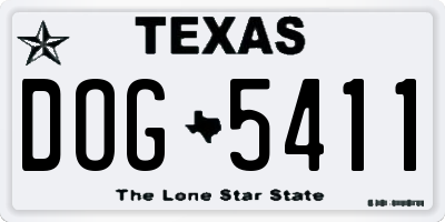 TX license plate DOG5411