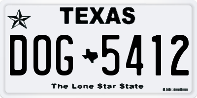 TX license plate DOG5412