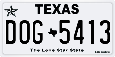 TX license plate DOG5413