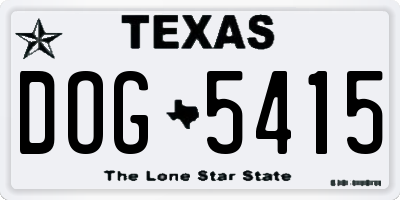 TX license plate DOG5415