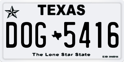 TX license plate DOG5416