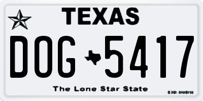TX license plate DOG5417