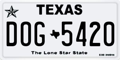 TX license plate DOG5420