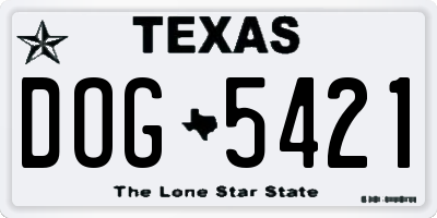 TX license plate DOG5421