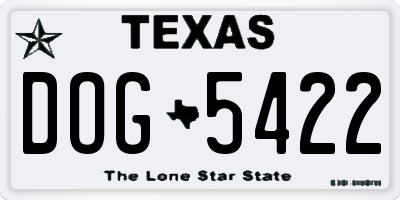 TX license plate DOG5422