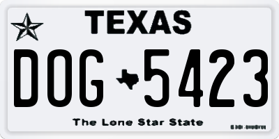 TX license plate DOG5423
