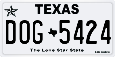 TX license plate DOG5424