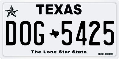TX license plate DOG5425