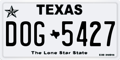 TX license plate DOG5427