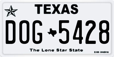 TX license plate DOG5428