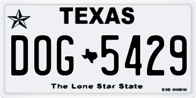 TX license plate DOG5429