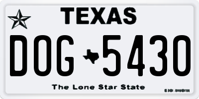 TX license plate DOG5430