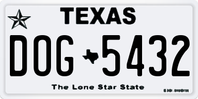 TX license plate DOG5432