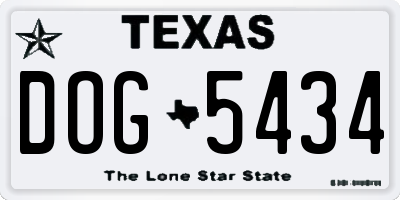 TX license plate DOG5434
