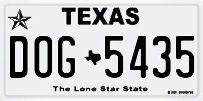 TX license plate DOG5435