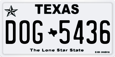 TX license plate DOG5436
