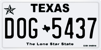 TX license plate DOG5437