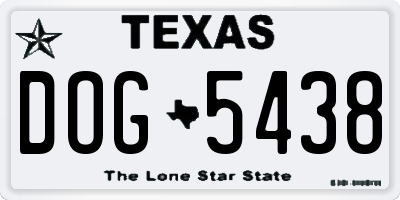 TX license plate DOG5438