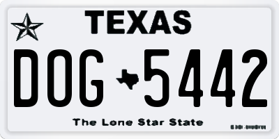 TX license plate DOG5442