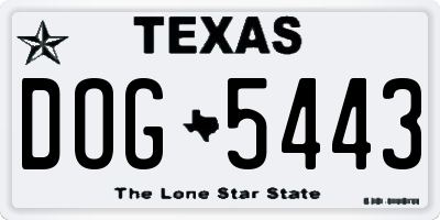 TX license plate DOG5443