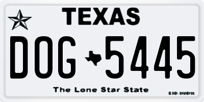 TX license plate DOG5445