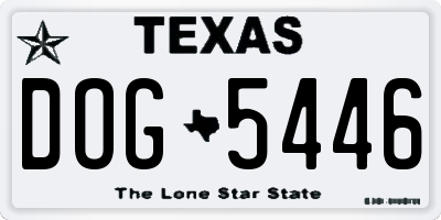 TX license plate DOG5446